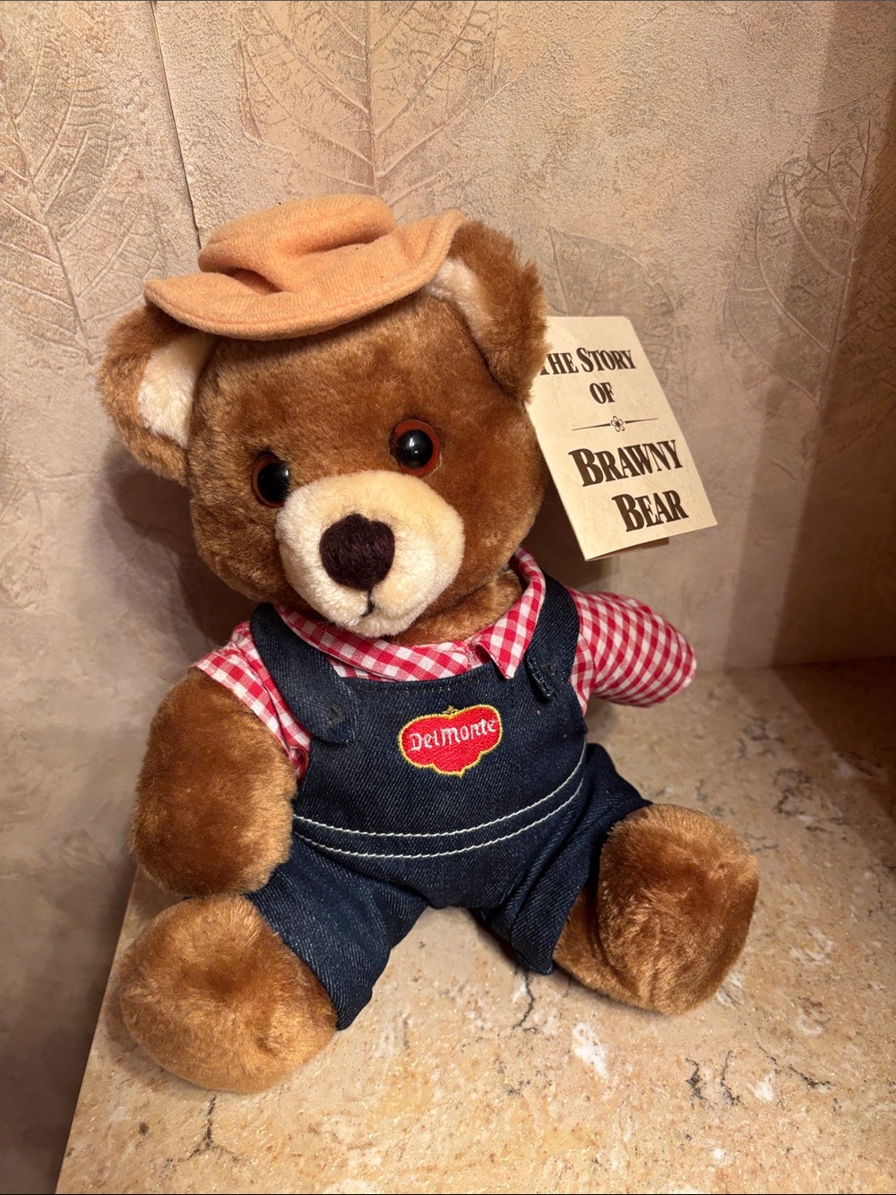 Brawny Bear Plush Toy - Brown with Denim Overalls